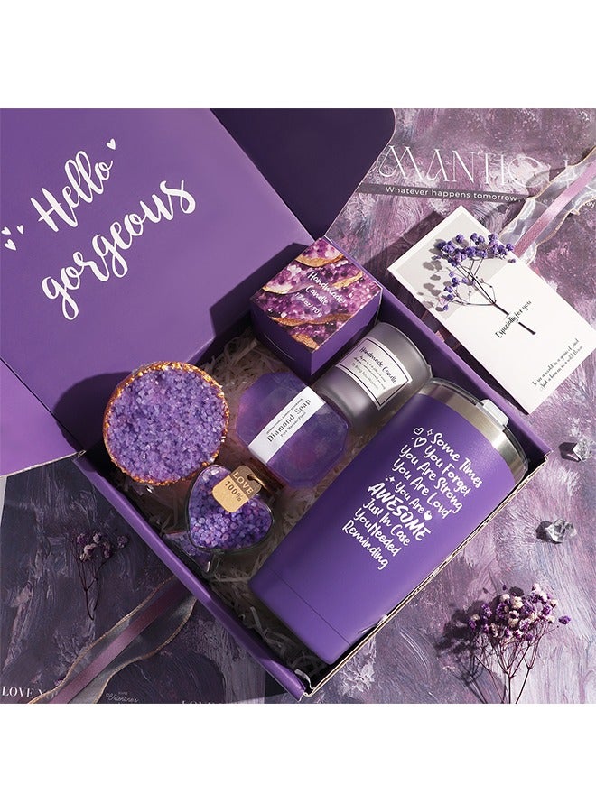 المحاكم 6PC شمعة المعطرة وحمام مجموعة قنبلة ، هدية عيد ميلاد للسيدات ، هدايا عيد الأم للسيدات ، هدية حمام فقاعة للسيدات ، هدية الاسترخاء مجموعة سبا للسيدات - Image 2